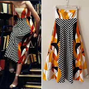 Tabitha Anthropologie Strapless Maxi Dress Size 2 Geometric Chevron Abstract